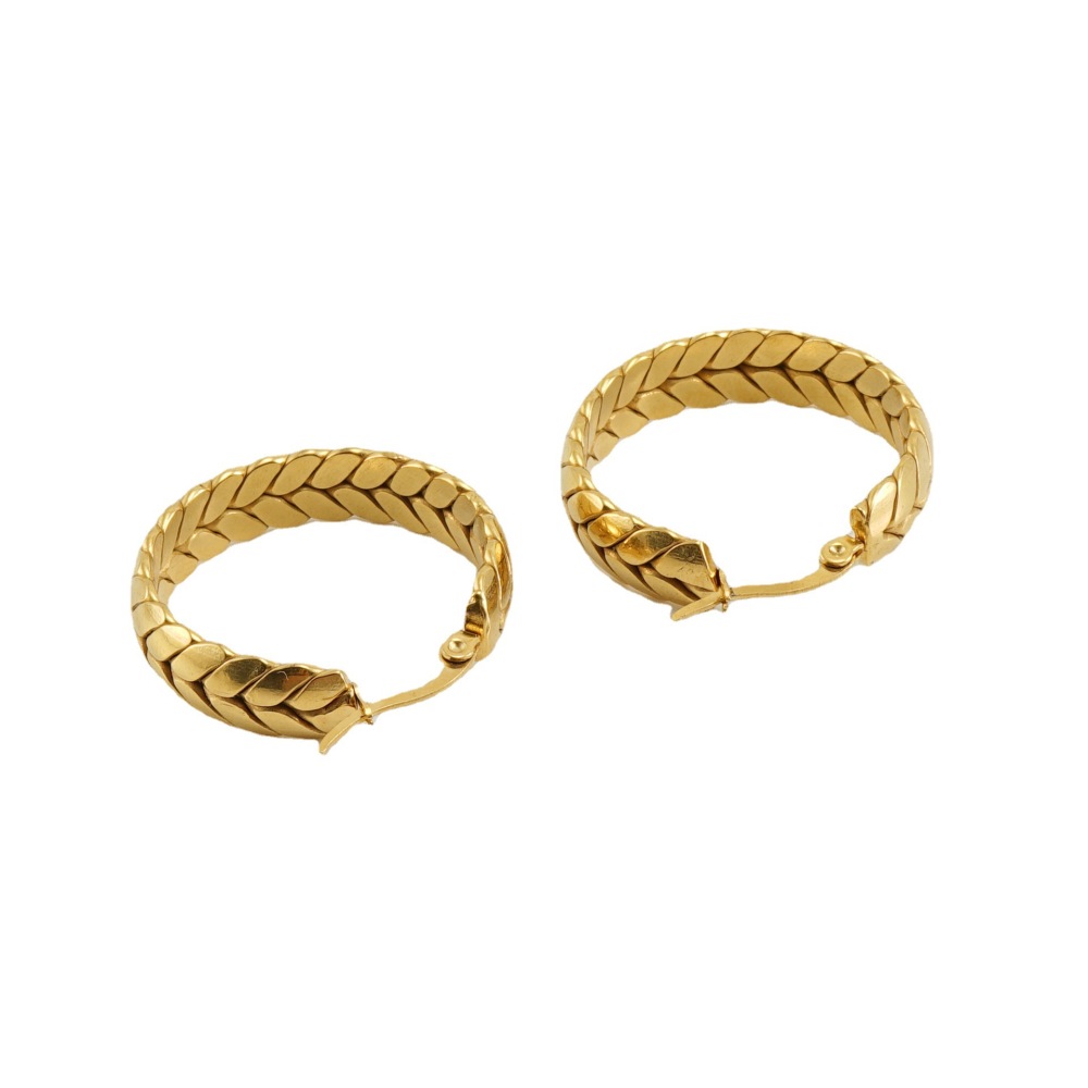 1 Pair Simple Series Simple Plaid Titanium Steel  Gold Plated Women Hoop Earrings Picture5