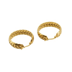 1 Pair Simple Series Simple Plaid Titanium Steel  Gold Plated Women Hoop Earrings h5 Picture5
