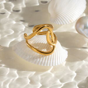 1 pair simple series casual geometric stainless steel gold plated women adjustable rings h5