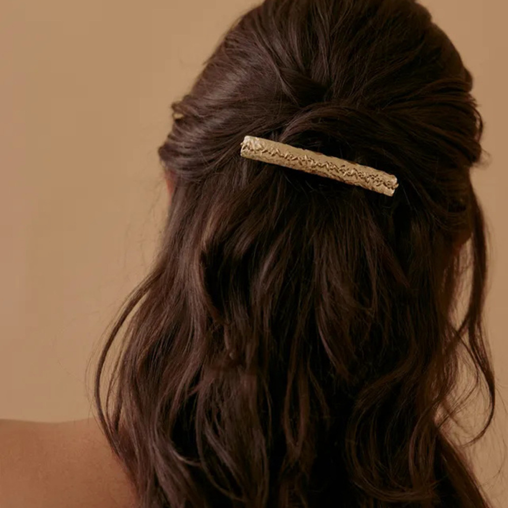 1 Pair Simple Series Casual Plant Stainless Steel Gold Plated Women Hair Clips h5Picture3