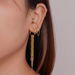 1 Pair Classic Series Elegant Tassel Stainless Steel Gold Plated Women Dangle Earrings h5 Picture3