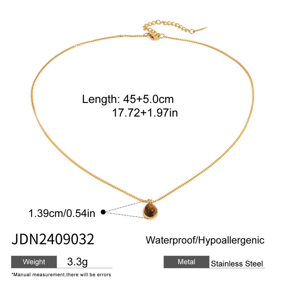 1 Stück Simple Series Tägliche geometrische Edelstahl 18 Karat vergoldet Naturstein Damen Anhänger Halsketten h5Bild2