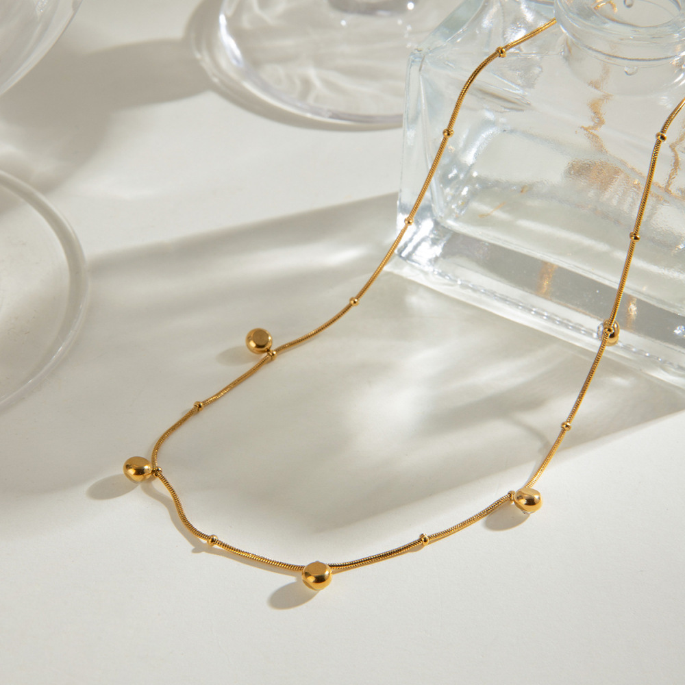 1 Piece Simple Series Casual Geometric Stainless Steel Gold Plated Zircon Women Pendant Necklaces h5Picture2