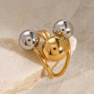 1 Piece Classic Geometric Stainless Steel Waterproof Gold Plated Women's Adjustable Rings h5 Picture2