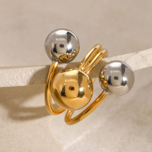 1 Piece Classic Geometric Stainless Steel Waterproof Gold Plated Women's Adjustable Rings h5 Picture3