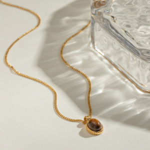 1 Piece Simple Series Daily Geometric Stainless Steel  Gold Plated Natural Stone Women Pendant Necklaces h5 Picture3