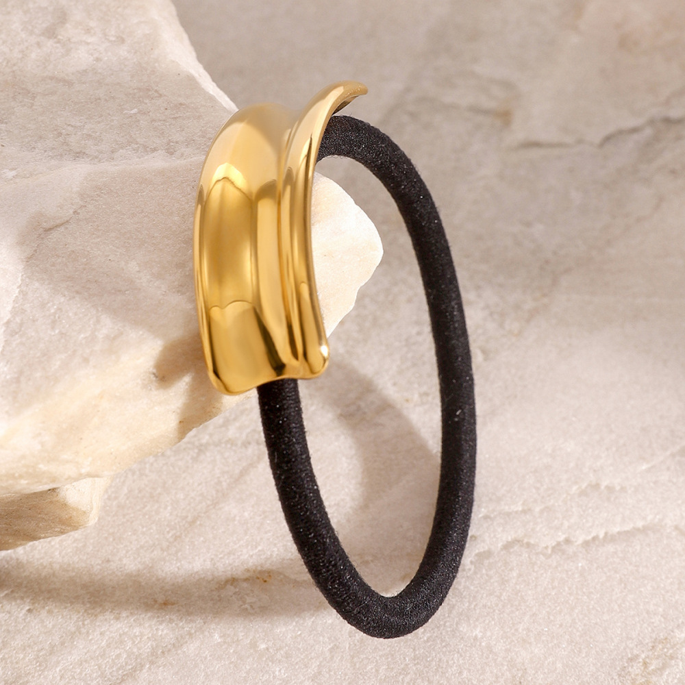 1 Pair Simple Series Daily Geometric Stainless Steel Gold Plated Women Hair Bobbles h5Picture3