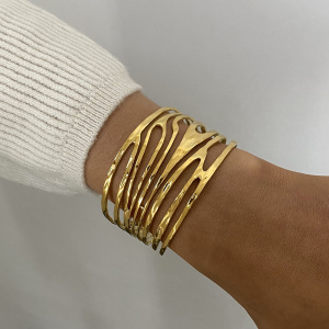 1 Piece Simple Series Simple Geometric Stainless Steel Gold Plated Women Bangles h5 Picture3