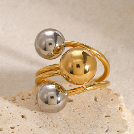 1 Piece Classic Geometric Stainless Steel Waterproof Gold Plated Women's Adjustable Rings