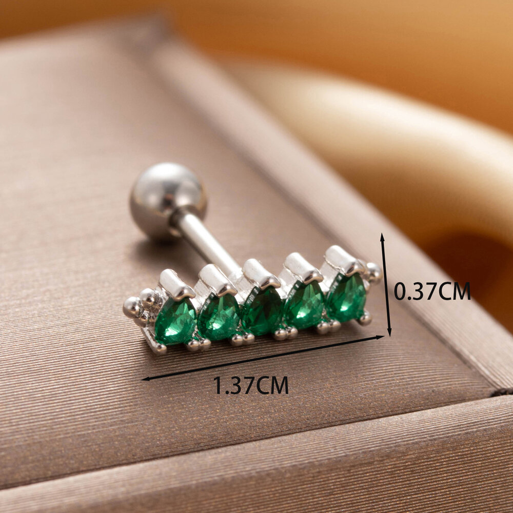 1 pezzo semplice serie classico cuore titanio acciaio senza placcatura materiale zircone orecchini da donna piercing h5Immagine2