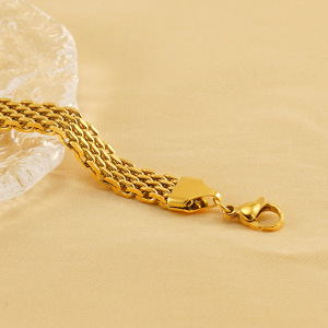 1 Stuk Classic Series Retro Titanium Staal  Goud Verguld Unisex Ketting Armbanden h5 Afbeelding4