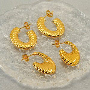 1 Pair Simple Series Simple Geometric Gold Plated Women Stud Earrings h5 Picture3