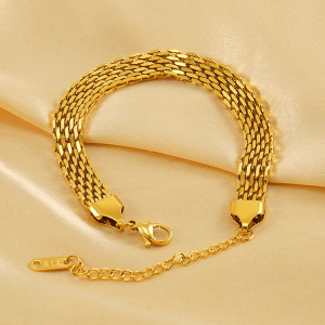 1 Stuk Classic Series Retro Titanium Staal  Goud Verguld Unisex Ketting Armbanden h5 Afbeelding3
