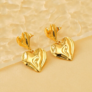 1 pair simple series daily heart stainless steel gold plated women Drop Earrings h5