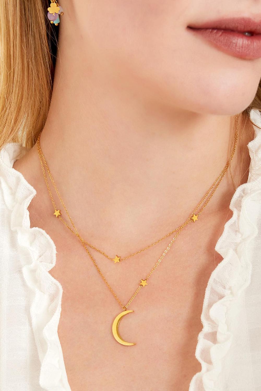 Double Necklace Moon And Stars Picture4