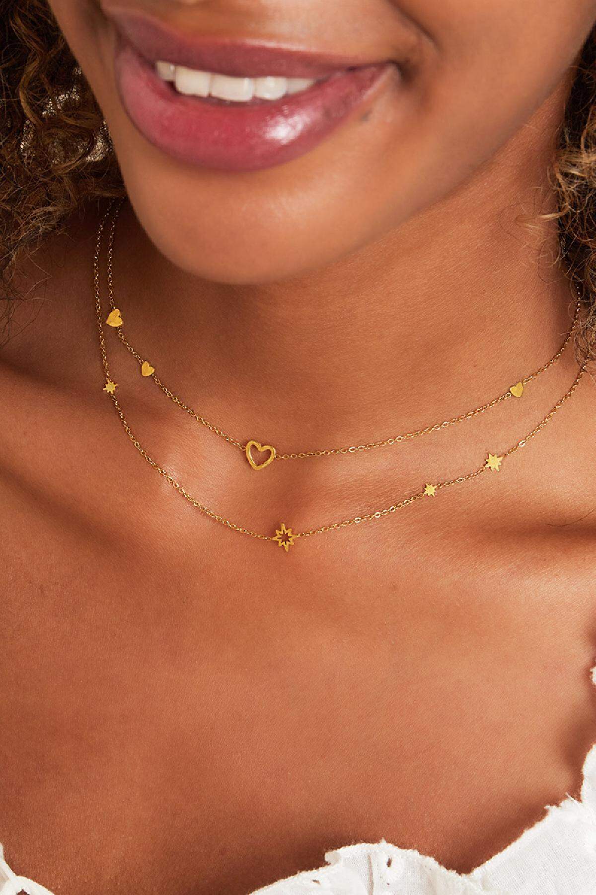 Stainless steel necklace stars h5 
