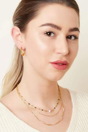 Double chained necklace with pink beads h5