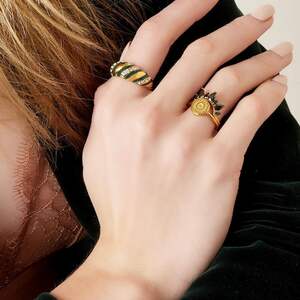Stainless Steel Crown Ring Zircon h5