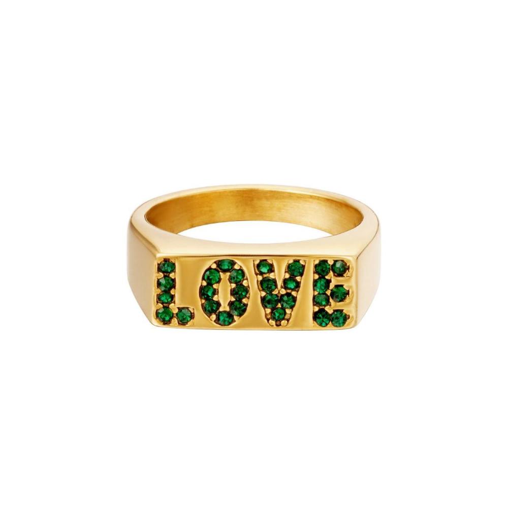 Stainless Steel Ring Love With Zircon Details Picture3