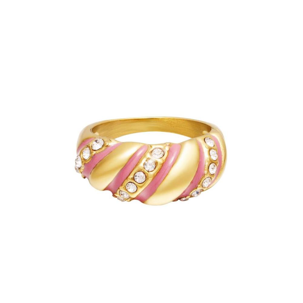 Stainless Steel Ring Statement Zircon Swirl Picture5