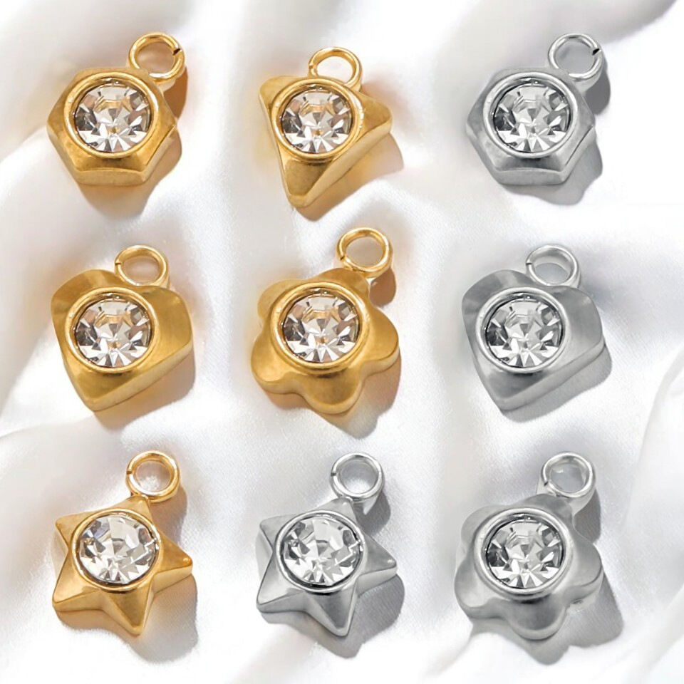 1 pair simple series simple heart gold plated zircon women pendants h5Picture2