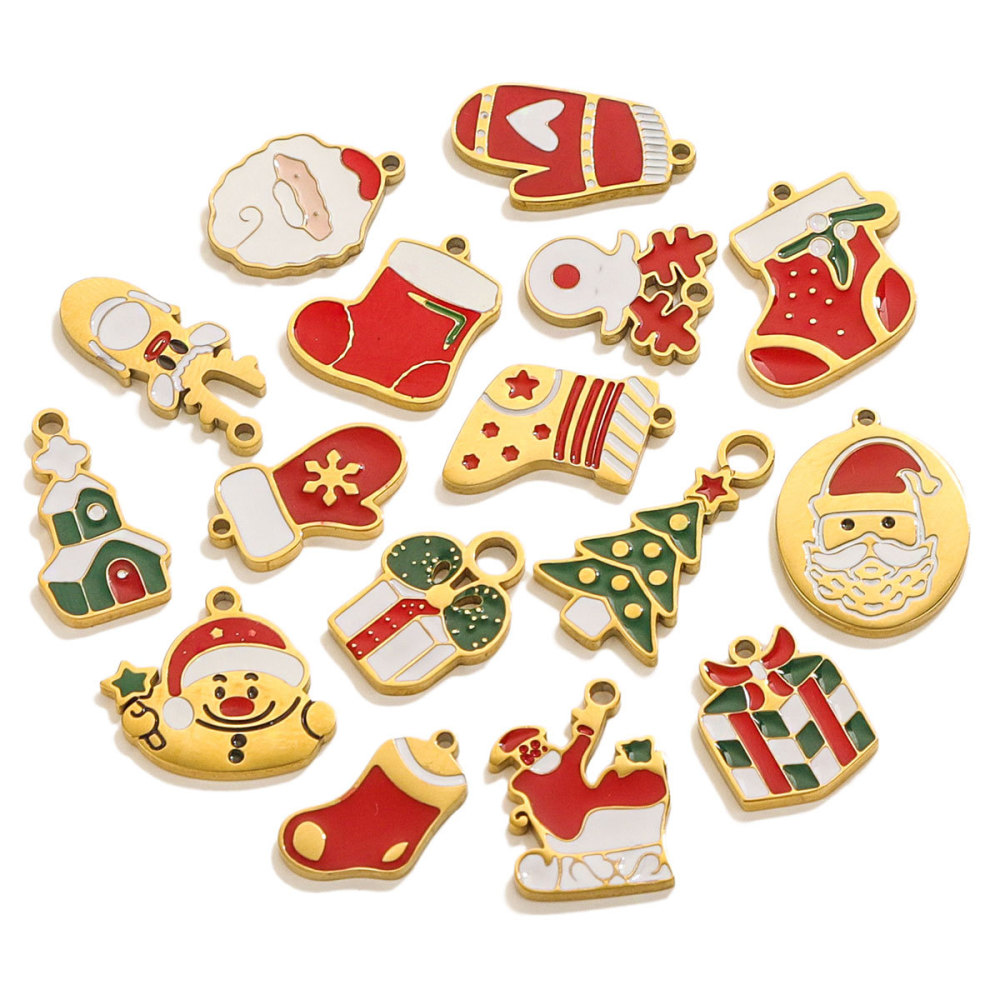 1 Pair Simple Series Cute Cartoon Stainless Steel Gold Plated Unisex Pendants h5Picture4