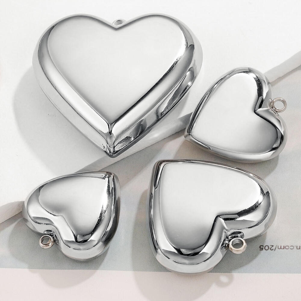 1 paio di ciondoli da donna impermeabili in acciaio inossidabile a forma di cuore semplice della serie Simple Immagine2