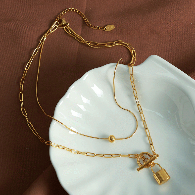 1 Piece Simple Series Simple Geometric Stainless Steel  Gold Plated Women Layered Necklaces Picture6