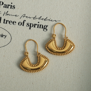 1 Par De Pendientes Colgantes De Acero Inoxidable Chapados En Oro De 18 Quilates Con Diseño Geométrico Retro De Serie Simple Para Mujer h5 Imagen4