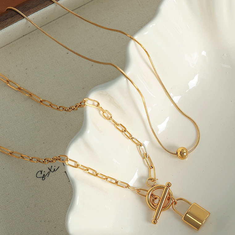 1 Piece Simple Series Simple Geometric Stainless Steel  Gold Plated Women Layered Necklaces Picture4