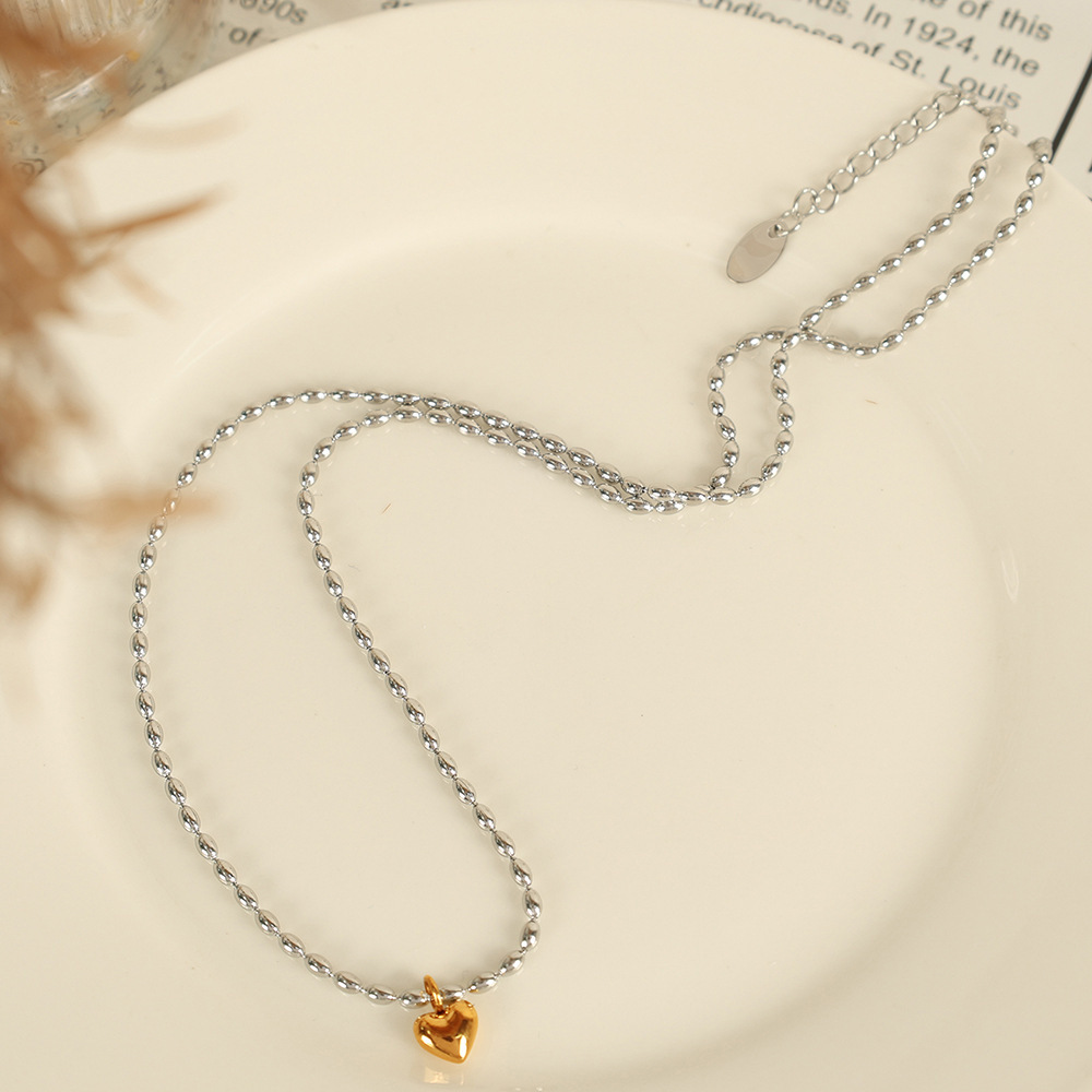 1 Piece Simple Series Simple Heart Stainless Steel Gold Plated Women Pendant Necklaces Picture3