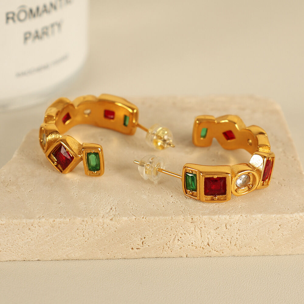 Boucles d'oreilles en or et diamants colorés EH778 Image2