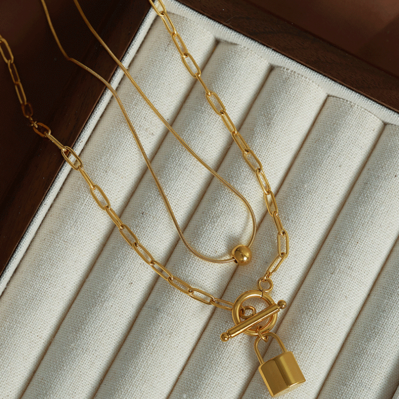 1 Piece Simple Series Simple Geometric Stainless Steel  Gold Plated Women Layered Necklaces Picture5