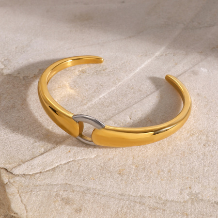 1 stuk simple series daily geometrisch roestvrij staal  vergulde damesarmbanden