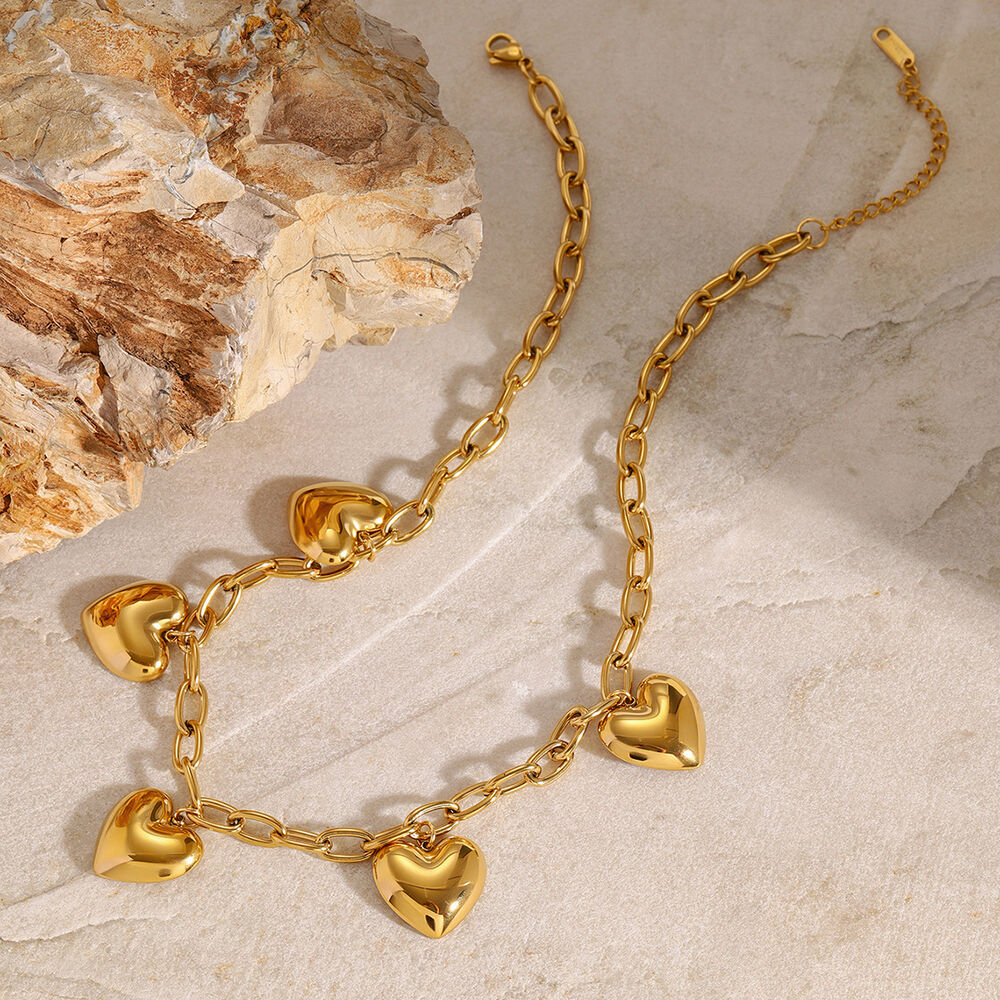 1 piece simple series sweet heart stainless steel gold plated women pendant necklaces