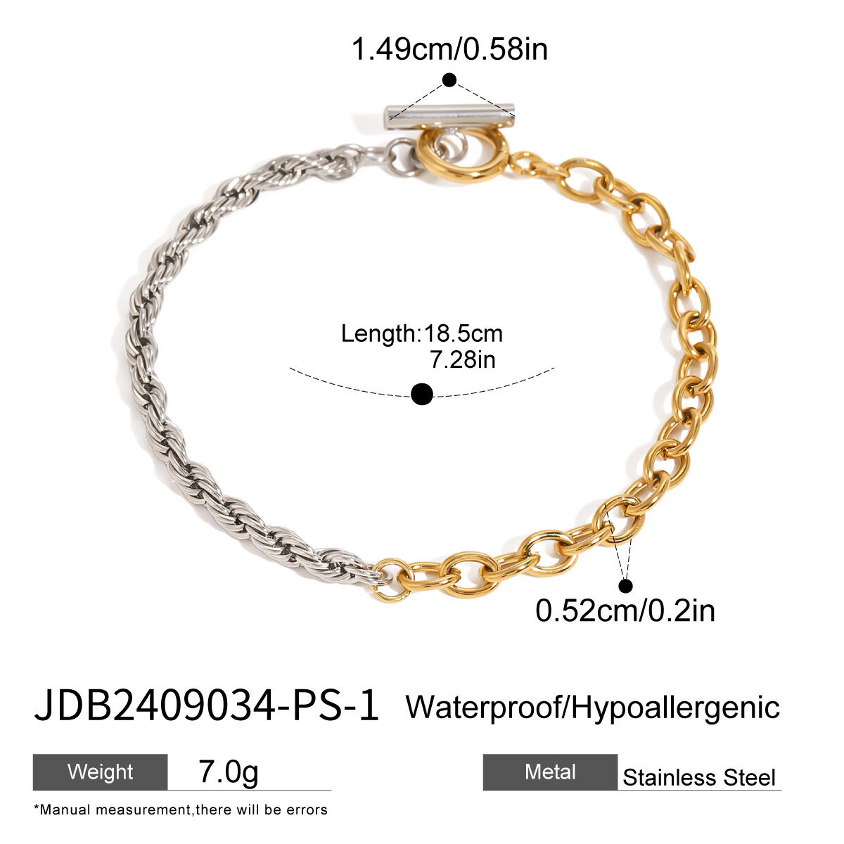 1 Stück Simple Series Einfache geometrische Edelstahl 18 Karat vergoldete Damen-Kettenarmbänder Bild2