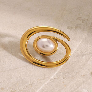 1 paio di spille da donna in perle artificiali placcate in oro , serie semplice, classiche e geometriche, in acciaio inossidabile h5