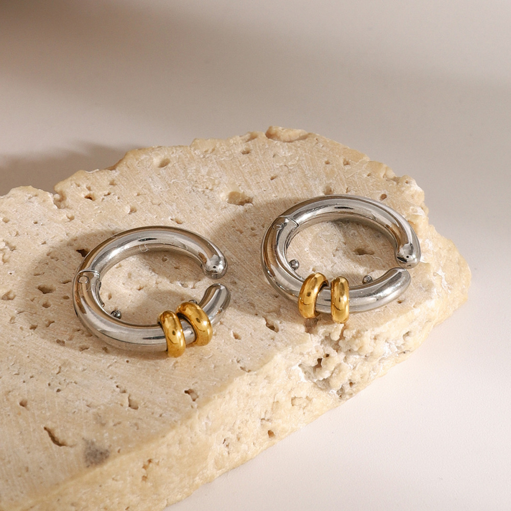 1 Pair Simple Series Casual Geometric Stainless Steel Gold Plated Women Ear Cuffs h5Picture4