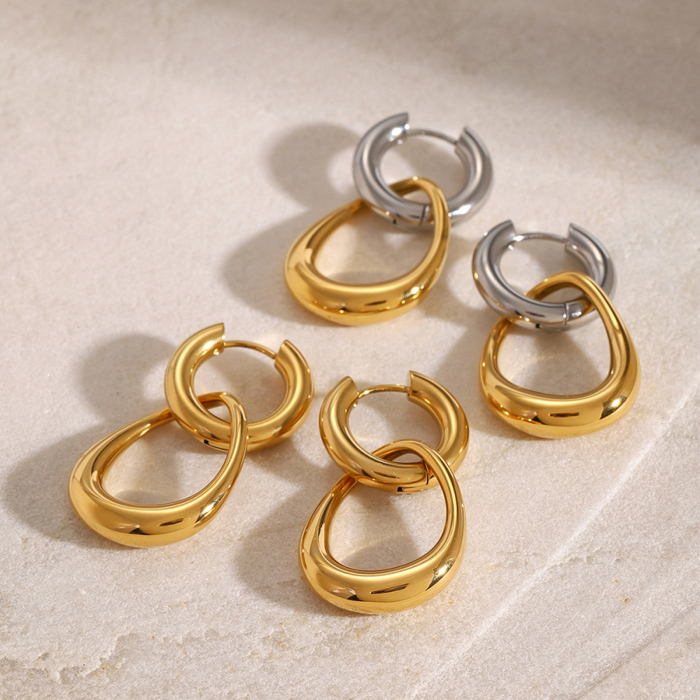 1 Pair Simple Series Simple Geometric Stainless Steel  Gold Plated Women Drop Earrings Picture2