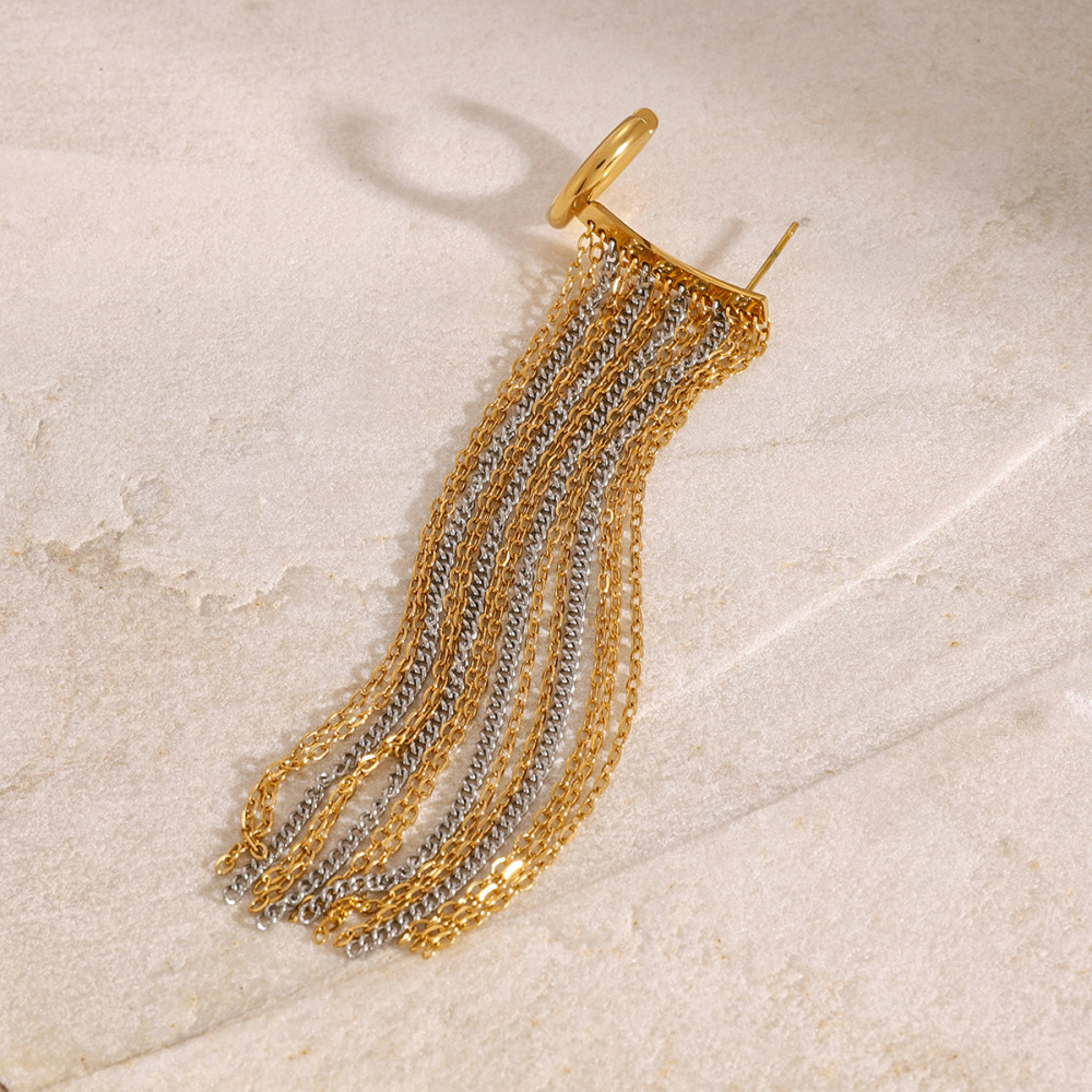 1 Pair Classic Series Elegant Tassel Stainless Steel  Gold Plated Women Dangle Earrings Picture2