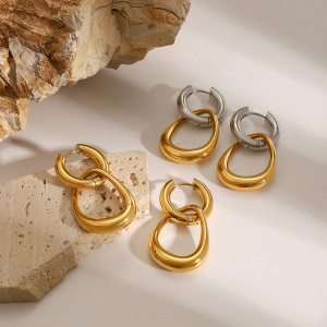 1 Pair Simple Series Simple Geometric Stainless Steel  Gold Plated Women Drop Earrings h5 Picture3