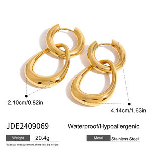 1 pair simple series simple geometric stainless steel gold plated women drop earrings h5 Picture2