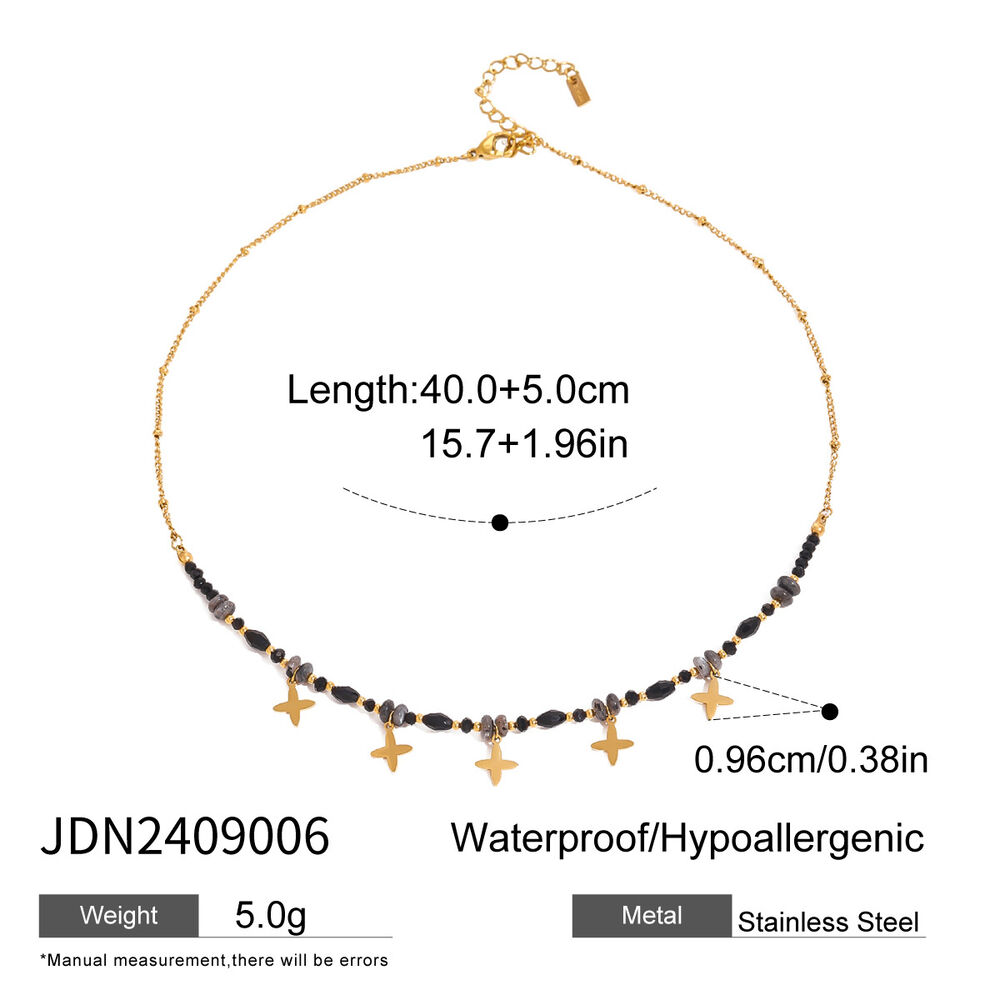 1 piece simple series elegant beads stainless steel gold plated natural stone women pendant necklaces h5Picture2