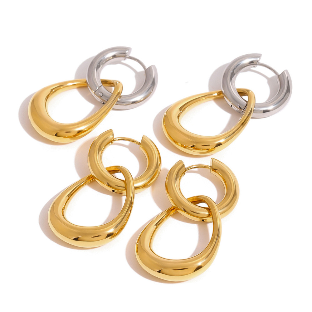 1 Pair Simple Series Simple Geometric Stainless Steel  Gold Plated Women Drop Earrings Picture4