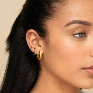 1 Pair Simple Series Classic Geometric Stainless Steel Gold Plated Rhinestone Women Earrings Set h5 Picture3