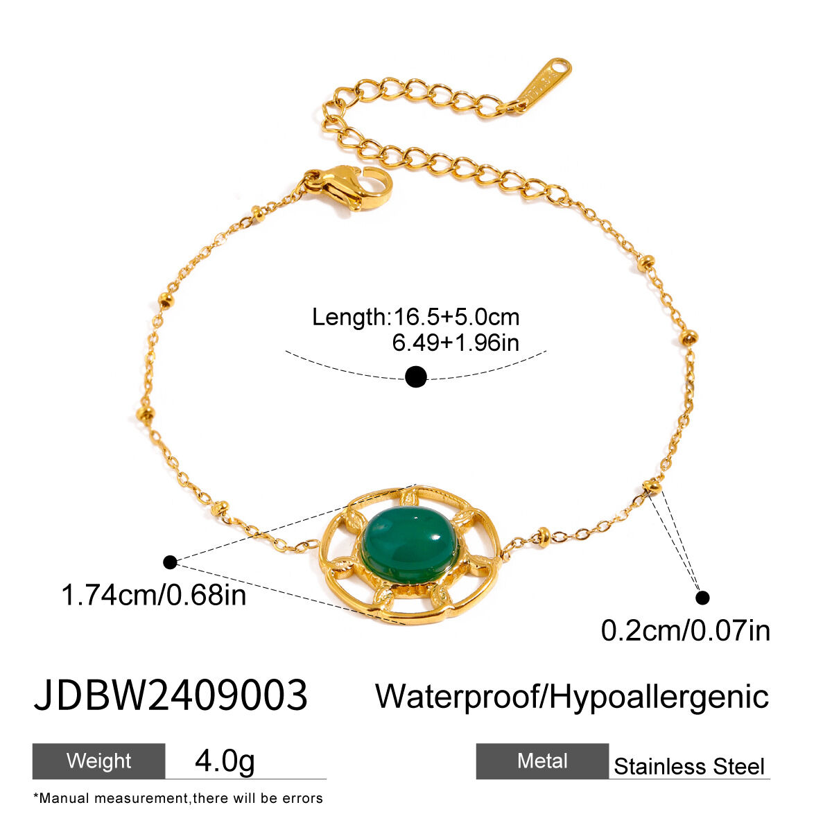 1 pezzo serie etnica retrò geometrico acciaio inossidabile placcato oro  pietra naturale braccialetti con ciondolo da donna h5 Immagine2