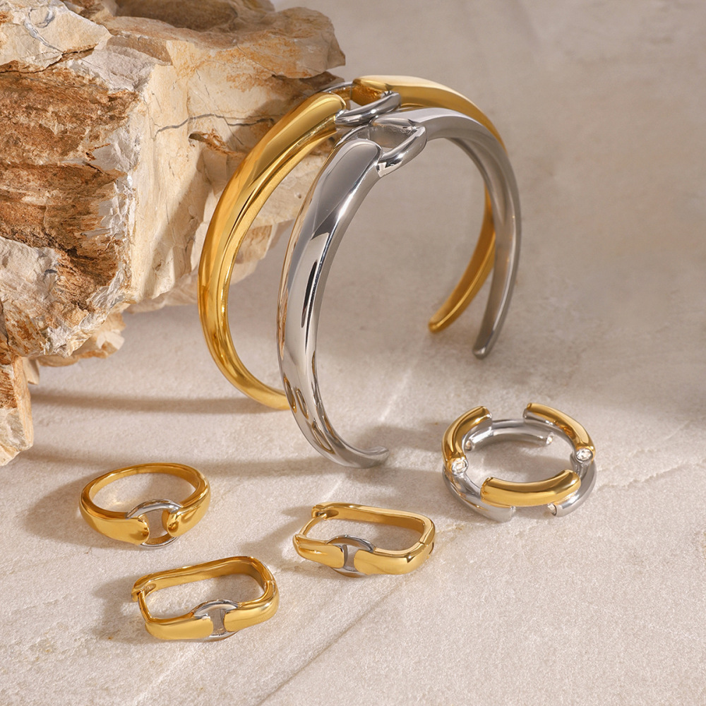 1 Piece Simple Series Daily Geometric Stainless Steel  Gold Plated Women Bangles Picture2
