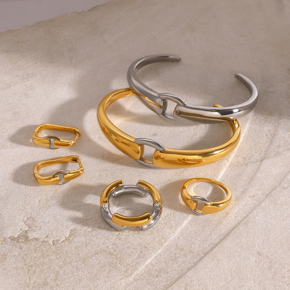 1 Piece Simple Series Daily Geometric Stainless Steel  Gold Plated Women Bangles Picture3