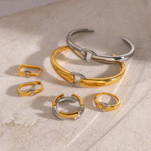 1 Piece Simple Series Daily Geometric Stainless Steel  Gold Plated Women Bangles h5 Picture3