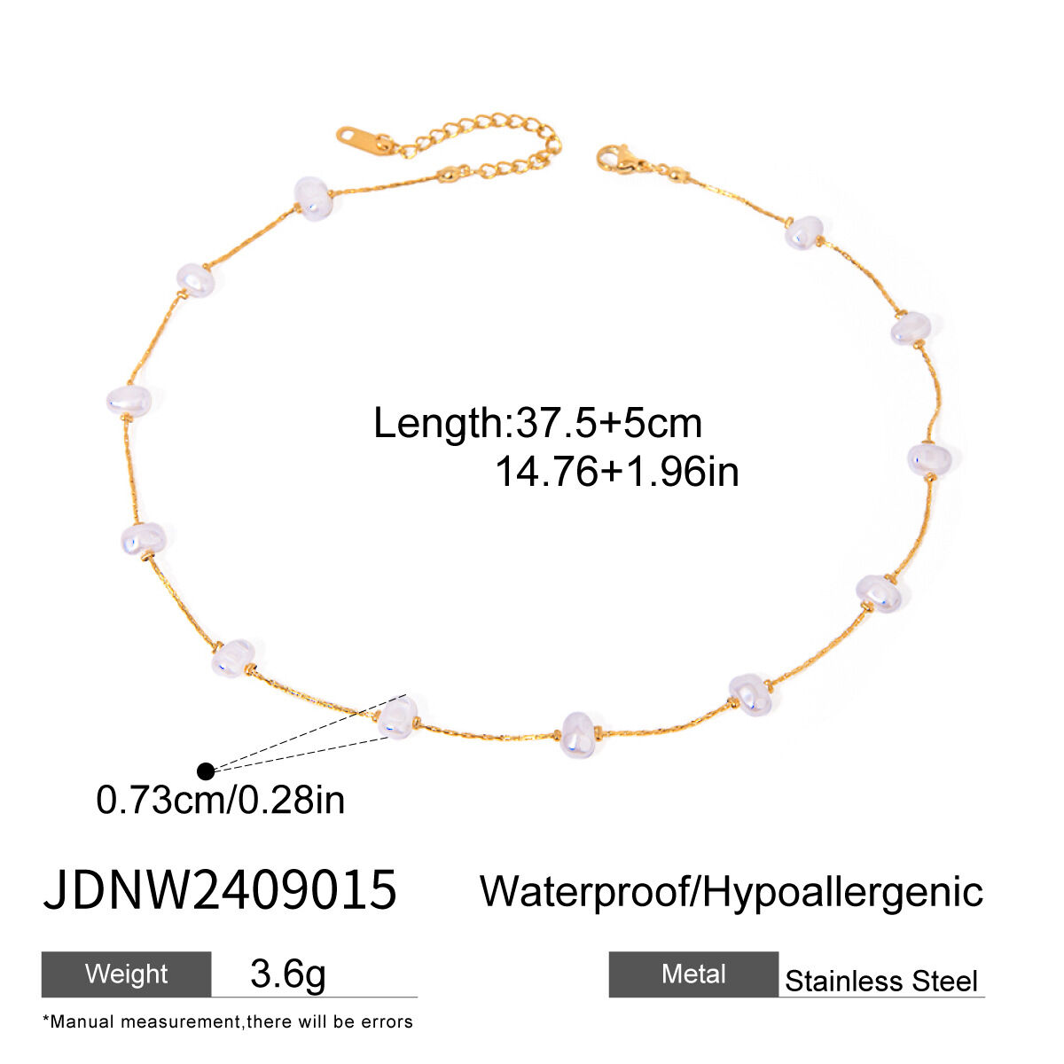 1 piece simple series sweet geometric stainless steel  gold plated artificial pearl women chain necklaces Picture2